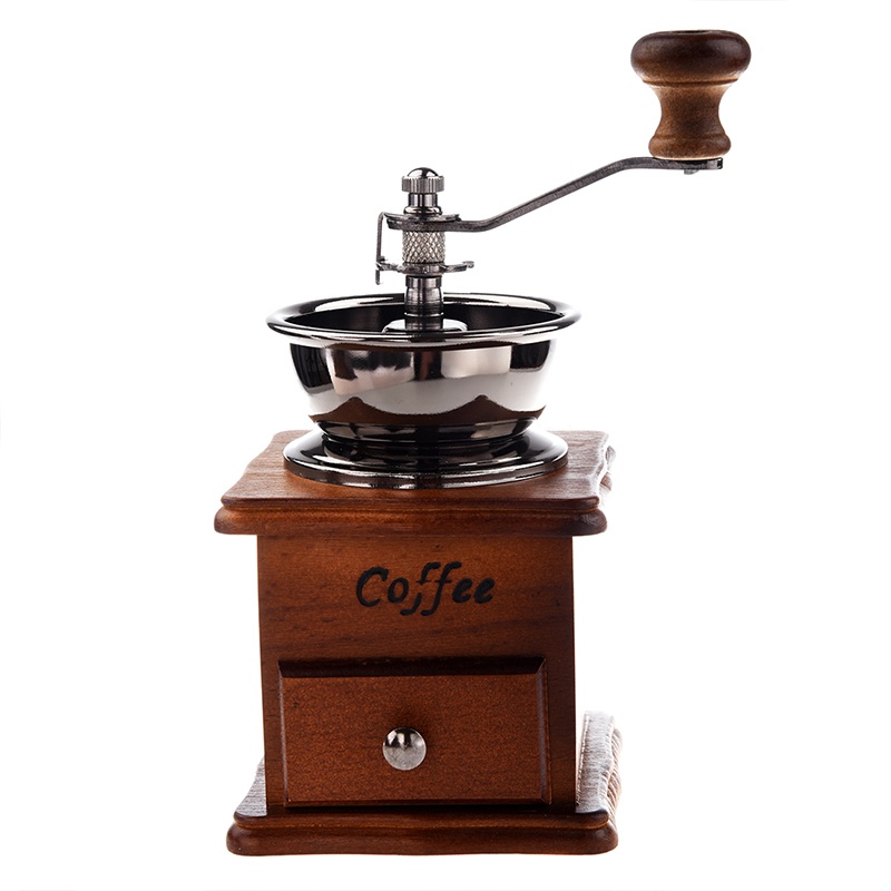 Manual coffee grinder Wood / metal hand mill Spice mill