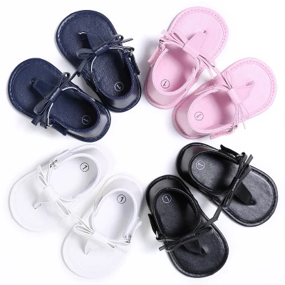 【beautywoo】 Baby Summer Flip-flops Bowknot Sandals Infant Girls Soft Sole Shoes Prewalker