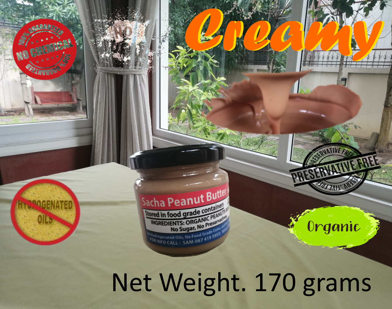 Sacha Peanut Butter (Creamy) All Natural Organic (170 grams) - Free Delivery, ซาช่า-เนยถั่ว (ส่งฟรี)
