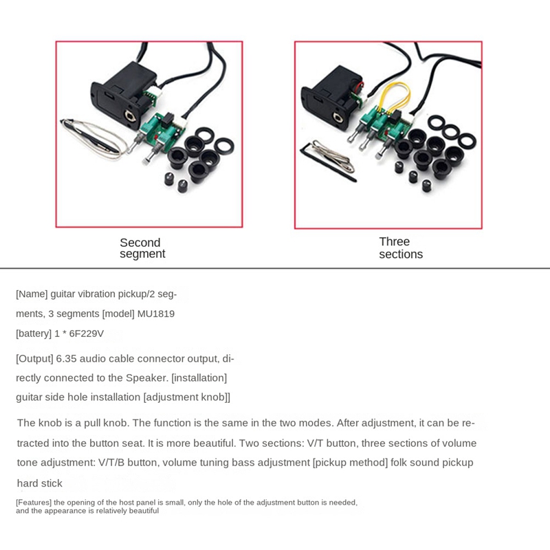 Acoustic Classical Guitar Equalizer Guitarra EQ Preamp Concise Bass Tone Volume Adjustable Violao Pickup