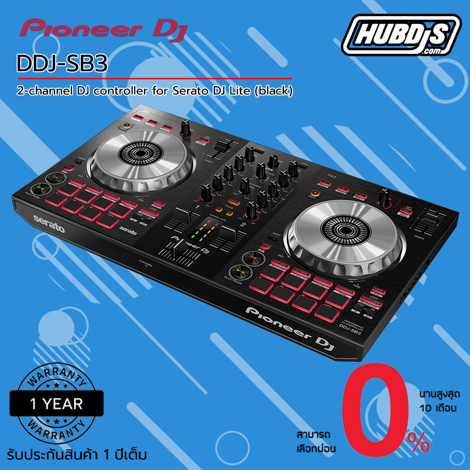 Pioneer DDJ-SB3 2-channel DJ controller for Serato DJ Lite เครื่องเล่นดีเจ