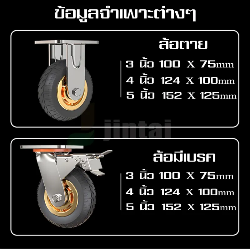 ภาพสินค้าจินไท้ ล้อรถเข็น ล้อยาง ล้อรถขนาด 3นิ้ว 4นิ้ว 5นิ้ว ล้อรถเข็นของ หมุนได้หมุนไม่ได้ล็อกได้ ล้อรถเข็นอเนกประสงค์ ล้อรถเข็นสำหรับขนของ จากร้าน JINTAI88 บน Lazada ภาพที่ 8