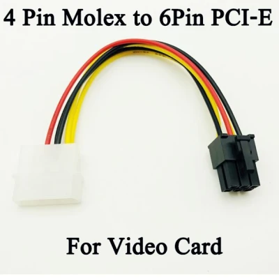 4 Pin Molex to 6 Pin PCI-Express PCIE Video Card Power Converter Adapter Cable 18cm Power Converter Adapter Cable
