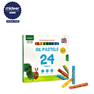 Mideer มิเดียร์ Oil Pastels-24 ดินสอสีน้ำมัน 24 สี ลายน้องหนอนจอมหิว