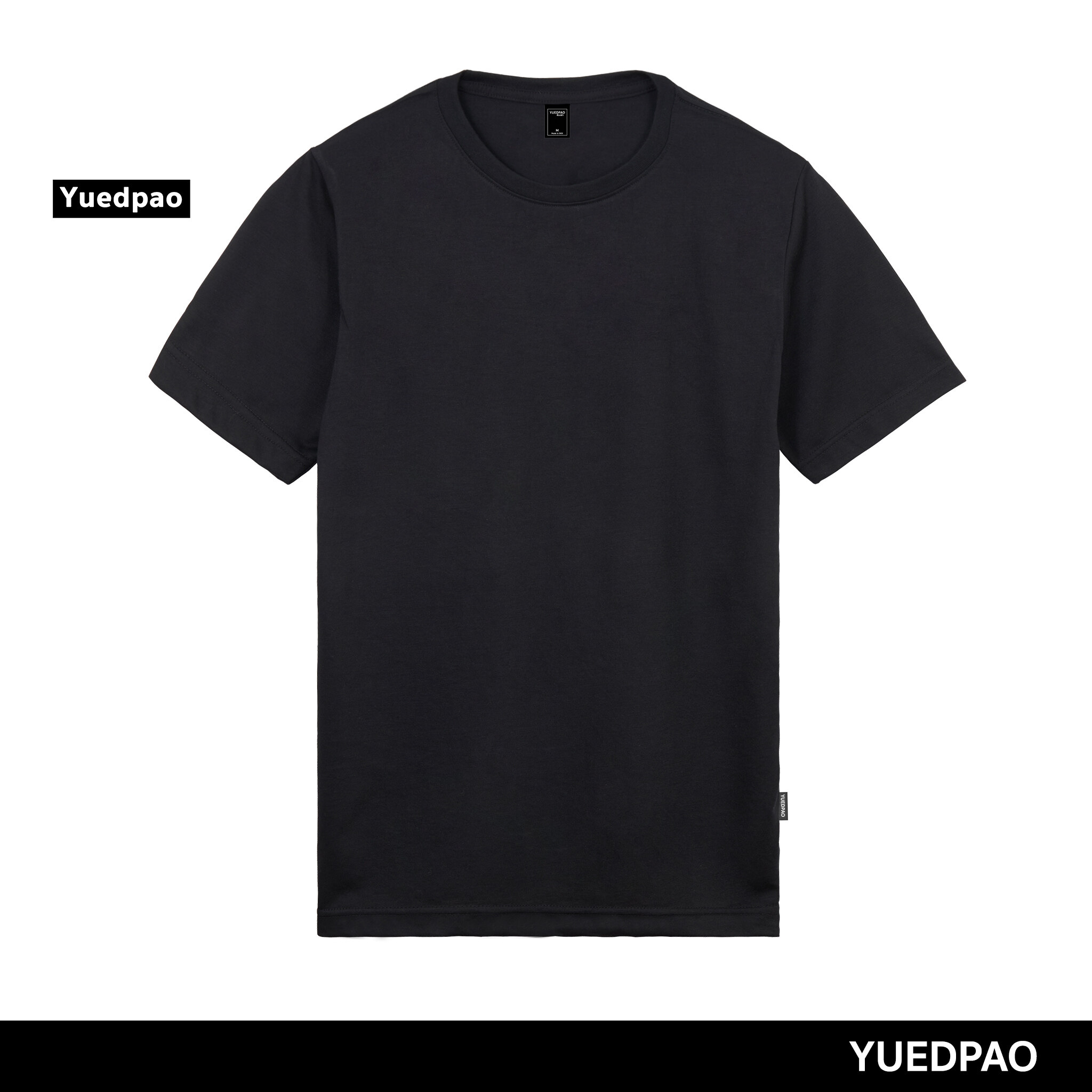 Yuedpao ยอดขาย No.1 รับประกันไม่ย้วย 2 ปี ผ้านุ่ม เสื้อยืดเปล่า เสื้อยืดสีพื้น เสื้อยืดคอกลม_สีดำ