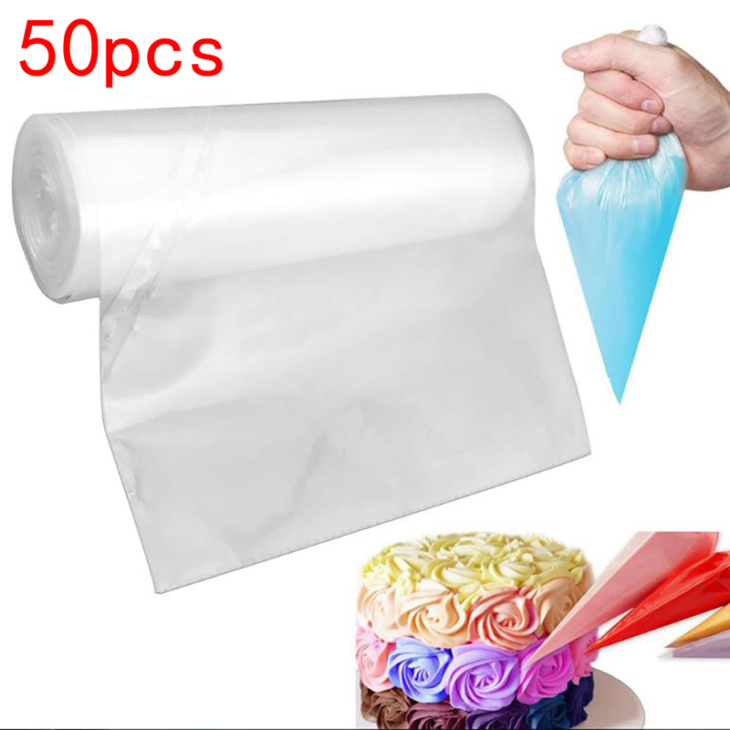 50x Disposable Piping Bag Icing Fondant Cake Cream Decoration Pastry Tip To