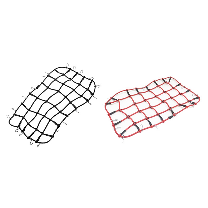 2Pcs Nylon Rope Luggage Rack Net for 1/10 Rc Crawler Car Trx4 Defender Bronco Rc4Wd D90 D110 - Red & Black