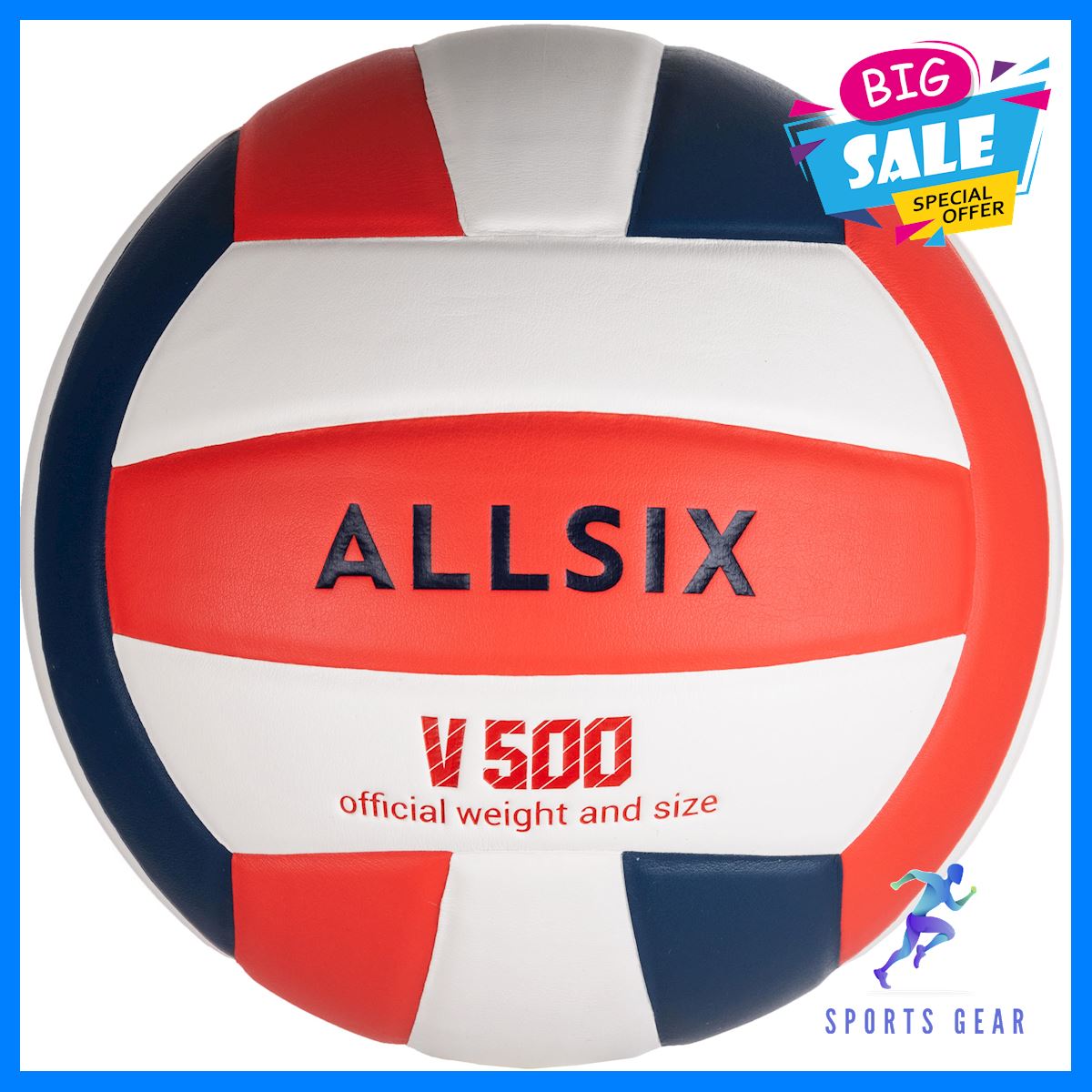 ALLSIX ลูกวอลเลย์บอล ลูกบอล ลูกวอลเลย์บอลรุ่น V500 (สีขาว/น้ำเงิน/แดง) Volleyball วอลเลย์ วอลเลย์บอล อุปกรณ์กีฬา