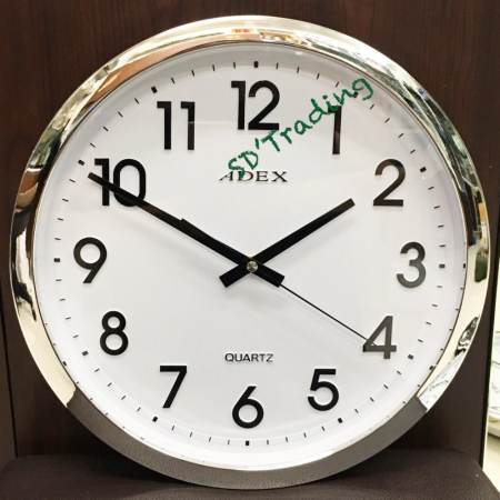 ADEX นาฬิกาแขวนผนัง ขนาด13.5นิ้ว ขอบสีเงิน รุ่น A1367-A - หน้าปัดสีขาว