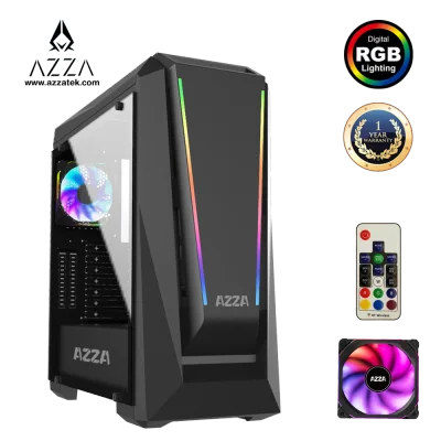 AZZA Mid Tower Tempered Glass RGB Gaming Case Chroma 410A - Black