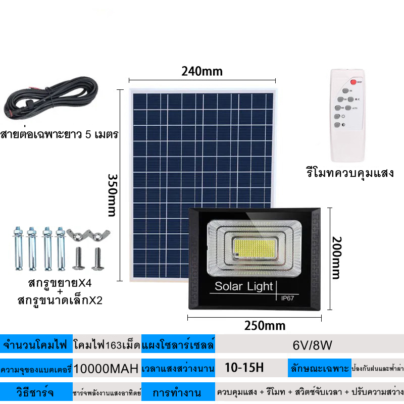 SIFEIหลอดไฟโซล่าเซลล์ สีขาว25w 60w 100w 200w 300w 500wไฟสปอตไลท์ ไฟ กัน ...