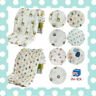 INEXSHOP - 120*110 Muslin 100% Cotton Baby Swaddles Soft Newborn Blankets Bath Gauze Infant Wrap sleepsack Stroller Cover Play Mat Muselina