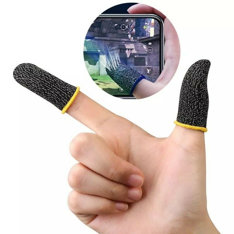 【Carbon Fiber】1 Pair Super Thin Gaming Finger Sleeve Breathable Fingertips For Pubg Mobile Games Touch Screen