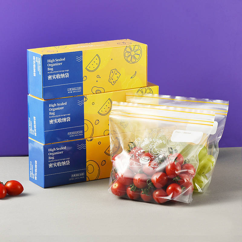 ถุงซิปล็อคใส ถุงซิปล็อคสวย Reusable Freezer Bags Double Zipper Zeal Food Bags Ziplock Plastic Food Storage Bags Pack of 3 (70 Total Bags)