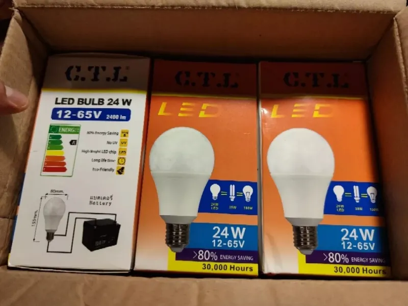 ภาพสินค้าต่อแบตเตอรี่ CTL หลอดไฟ LED หลอดไฟโซล่าเซลล์ หลอดบับ3W 5W 10W 24W ระบบไฟDC 12v 24v 36v 48v 65v ขั้วเกลียวE27 สีขาว สีวอร์ม จากร้าน H & K บน Lazada ภาพที่ 2