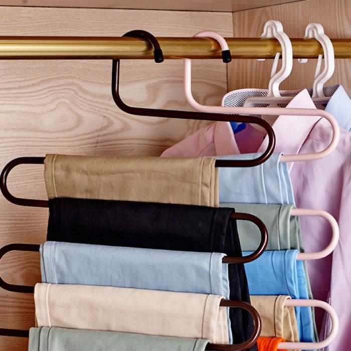 ไม้แขวน ไม้แขวนกางเกง ราวแขวนกางเกง ที่แขวนกางเกง ไม้แขวน ไม้แขวนเสื้อ ไม้แขวนผ้า แขวนผ้าพันคอ แขวนเข็มขัด เนคไท สำหรับแขวน 5ตัว5 layers Clothes Pants Hangers Abele