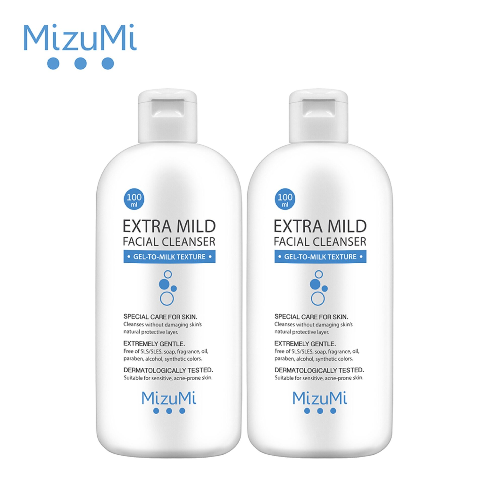 MizuMi Extra Mild Facial Cleanser 100ml (Pack 2)