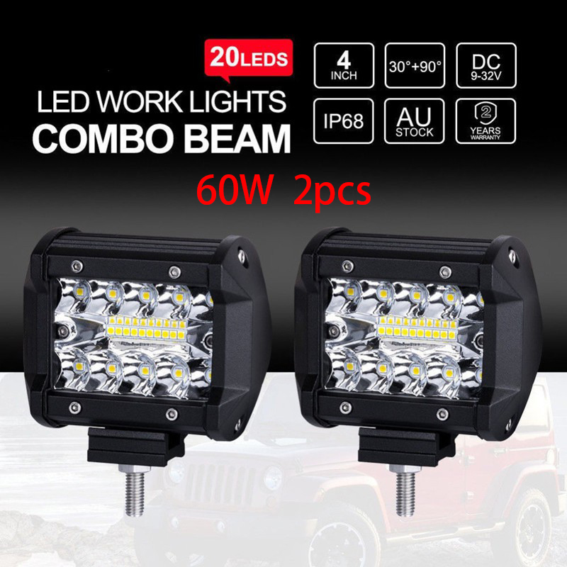 เเพค 2 ชิ้น สว่างตาเเตก! LED SPOT BEAM US 60Wไฟสปอร์ตไลท์รถยนต์ ไฟหน้ารถ ไฟท้าย ไฟช่วยตัดหมอก สว่างมาก 12V-24V เเสงขาว