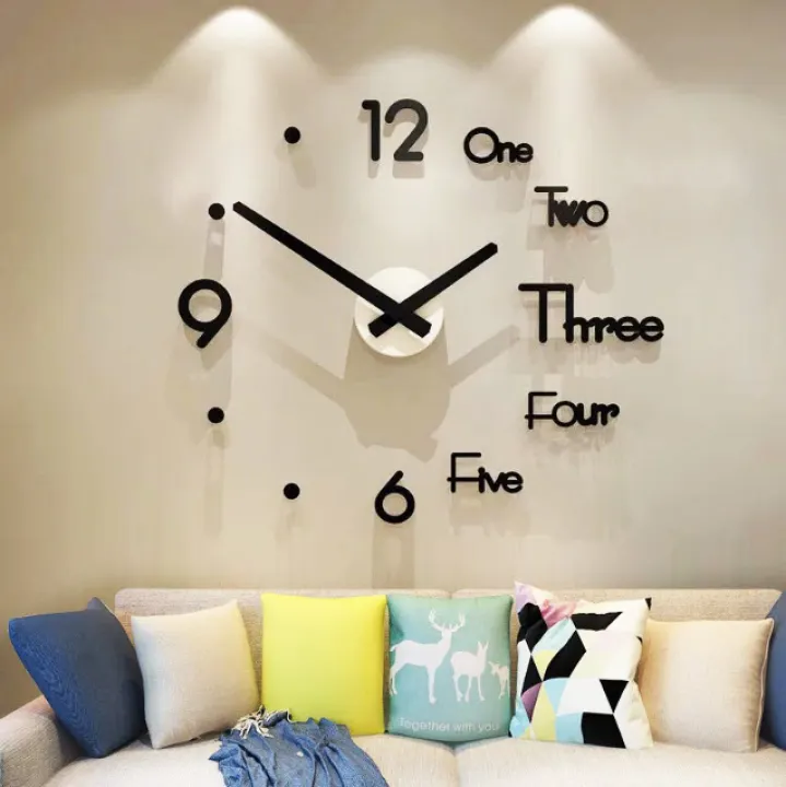 นาฬ กาต ดผน ง diy ราคาถ ก ประกอบง าย ไม ต องเจาะผน ง นาฬ กาแขวนว นเทจ สวยๆ นาฬ กาต ดฝาผน ง 3d นาฬ กาแขวนผน ง คลาสส ค นาฬ กาแต งบ าน ขนาด 40 cm นาฬ กา