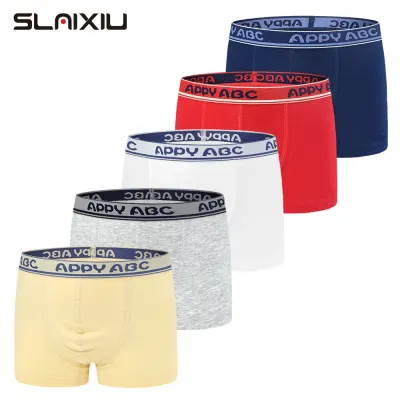 SLAIXIU 5-Pack Kids Underwear Boys Boxer Briefs for 2-16 Years Boy Children Cotton Design Teenager Boxers