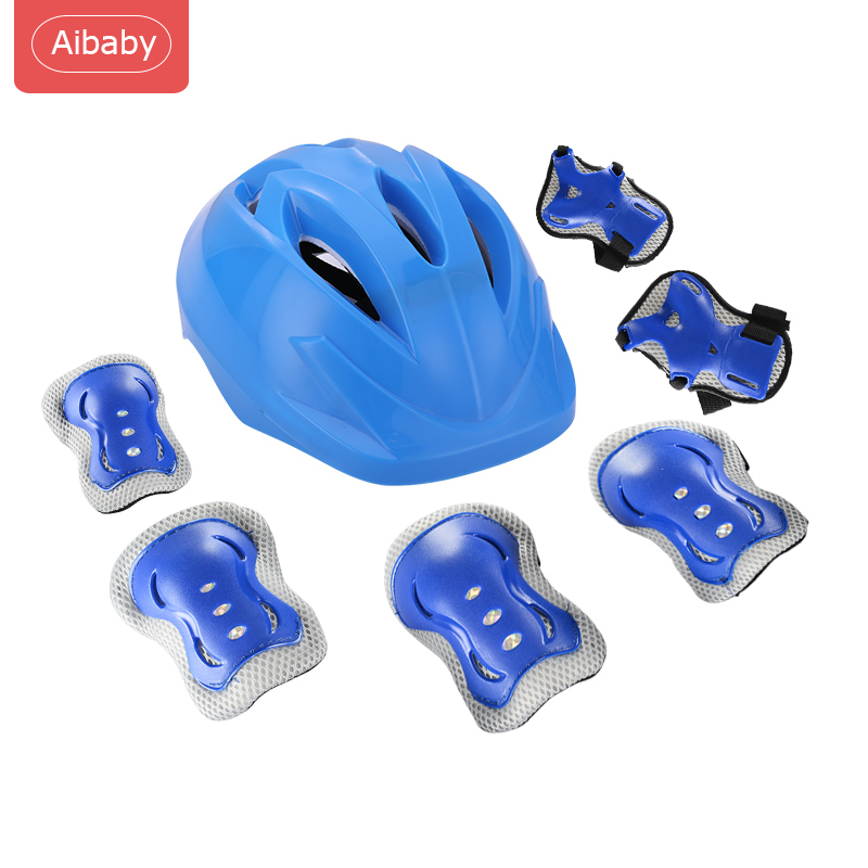 Aibaby Protective Gears หมวกกันน็อคที่รองเข่าเด็ก 7ชิ้น Roller Skates Protective Sets Safety Guard