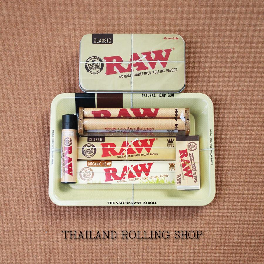 RAW Royal Set (L) ชุด กระดาษโรล+ก้นกรอง+เครื่องมวน+ถาด+RAWxClipper+กล่องเหล็ก