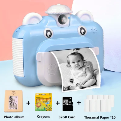 Children Kids Instant Print Polaroid Camera HD 1080P 12MP Lens With Thermal Photo Paper Photo Toys Camera For Birthday Gifts