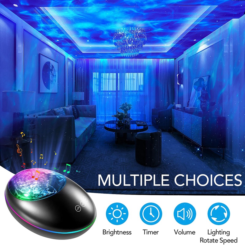 Galaxy Star Projector Light LED Ceiling Starry Night Sea Starlight Ocean Wave Space Music Projection Lamp
