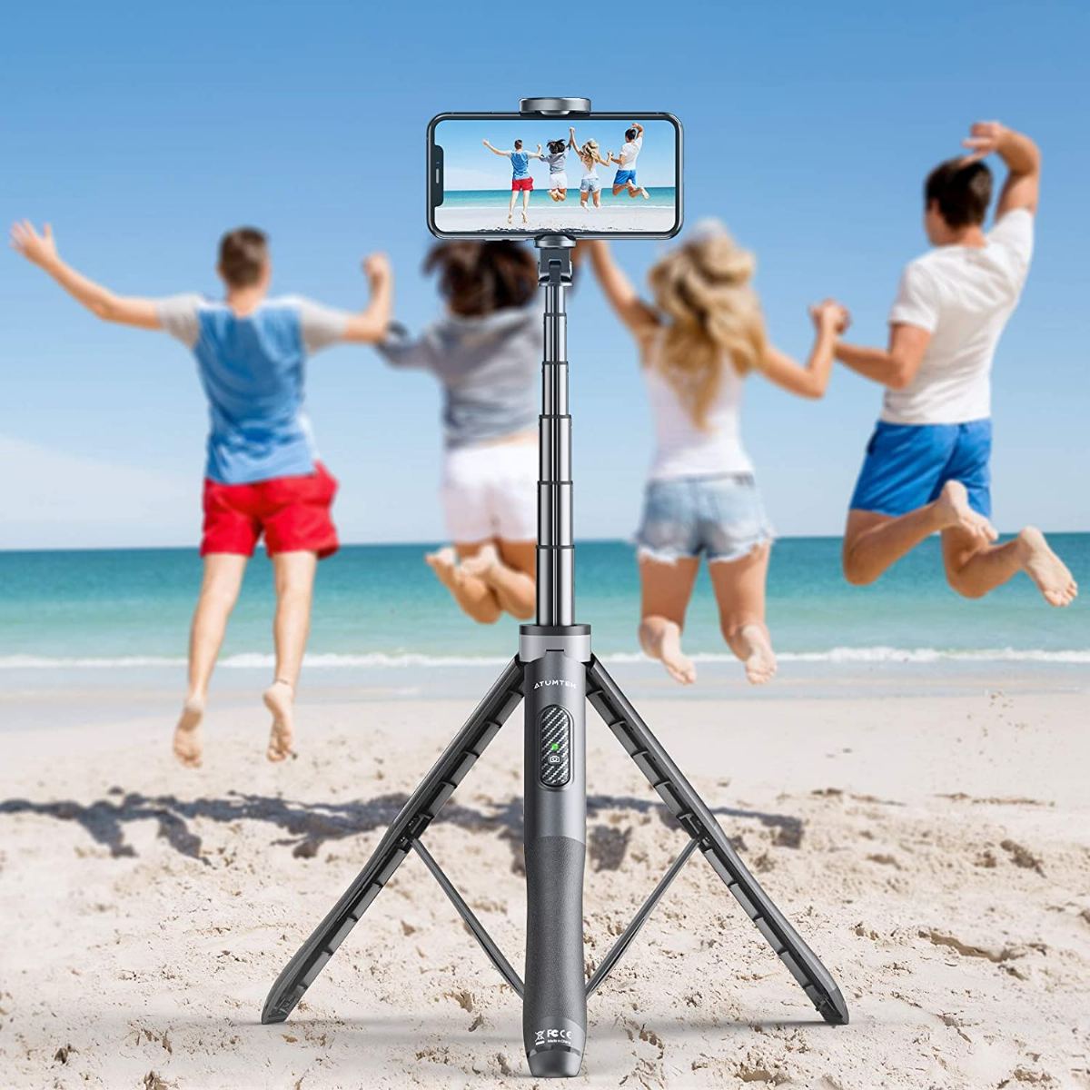 ATSS052 ATUMTEK 51 Selfie Stick Tripod, All in One Extendable Phone Tripod  Stand with Bluetooth Remote 360A Rotation for iPhone and Andr