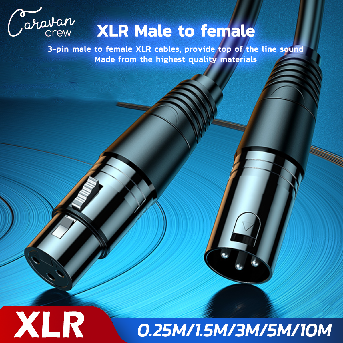 Caravan Crew สายสัญญาณเสียง XLR Male To XLR Female(ผู้-เมีย) Mic Cable 3Pin สายเคเบิล  ชายหญิง สายลำโพงสายเคเบิลหุ้มฉนวนสำหรับเครื่องผสมไมโครโฟน