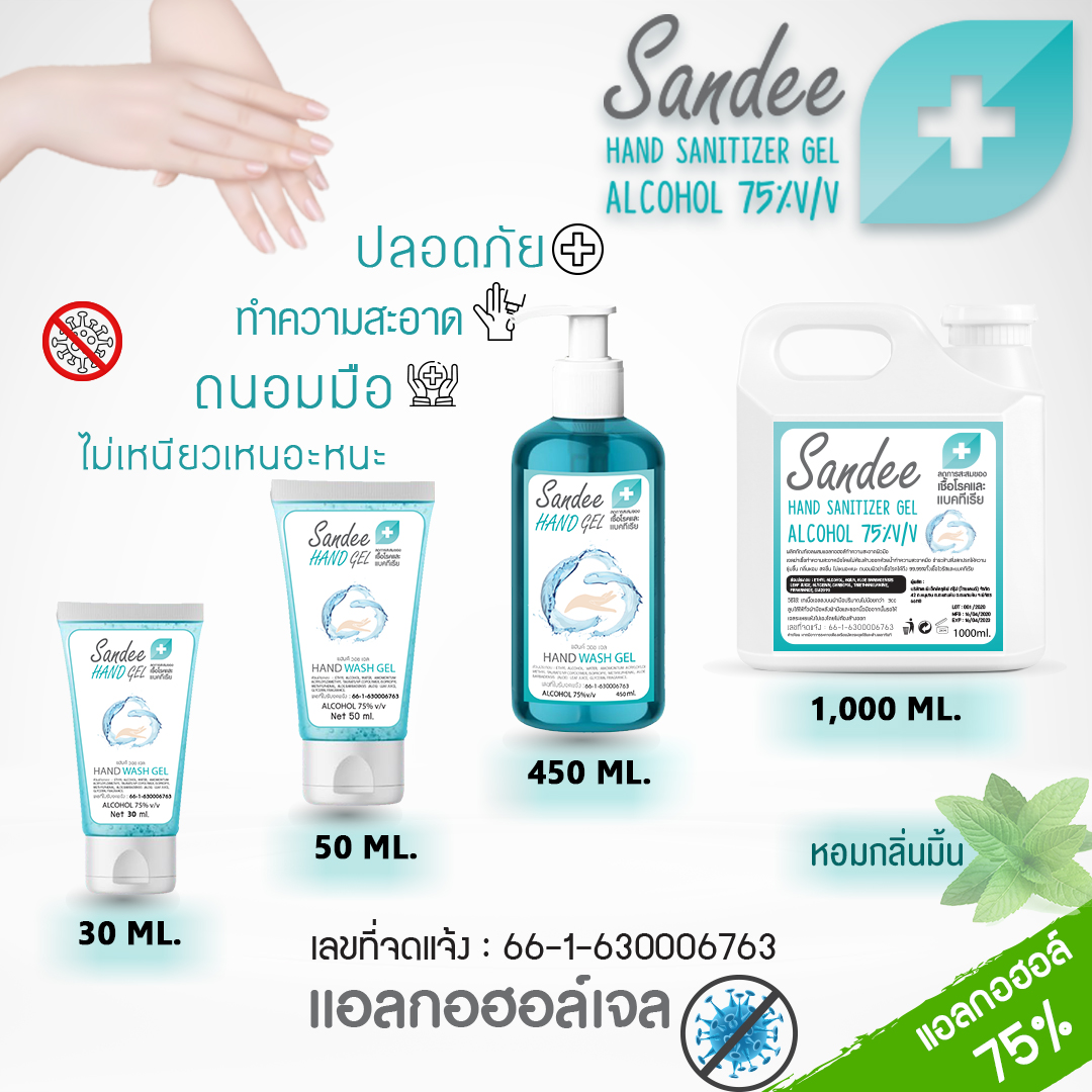 Sandee Hand Gel เจลล้างมือ แอลกอฮอล์75%