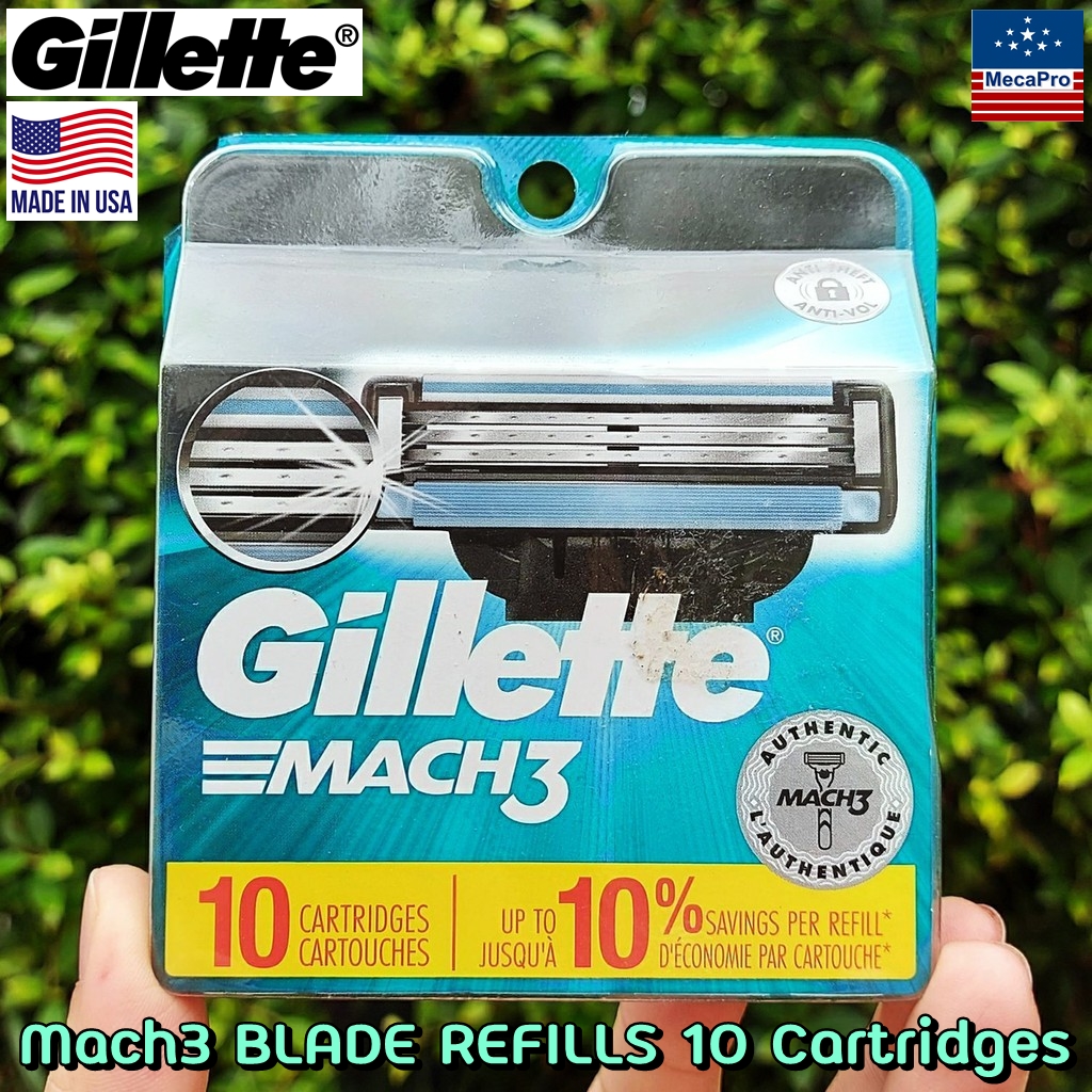 Gillette® Mach3® BLADE REFILLS 10 Cartridges ใบมีดโกน ยิลเลตต์ มัคทรี