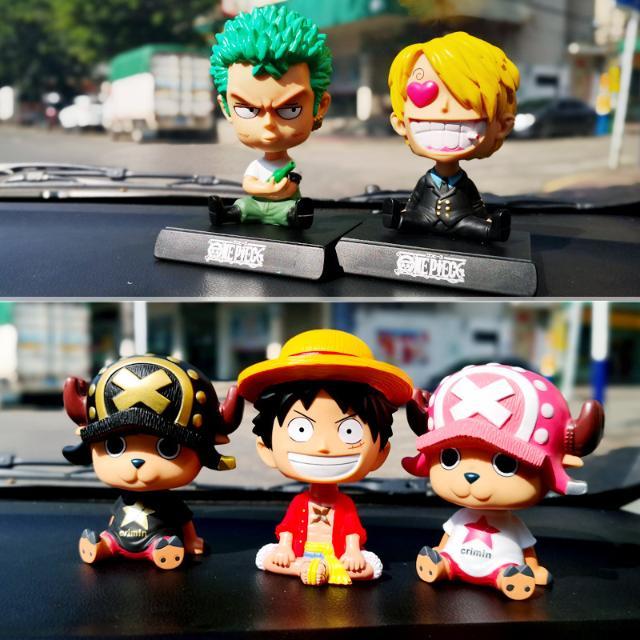 One Pieceหมวกฟางเด็กลูฟี่jobaการ์ตูนตกแต่งรถยนต์ฤดูใบไม้ผลิย้ายหัวตุ๊กตาอุปกรณ์ตกแต่งรถ