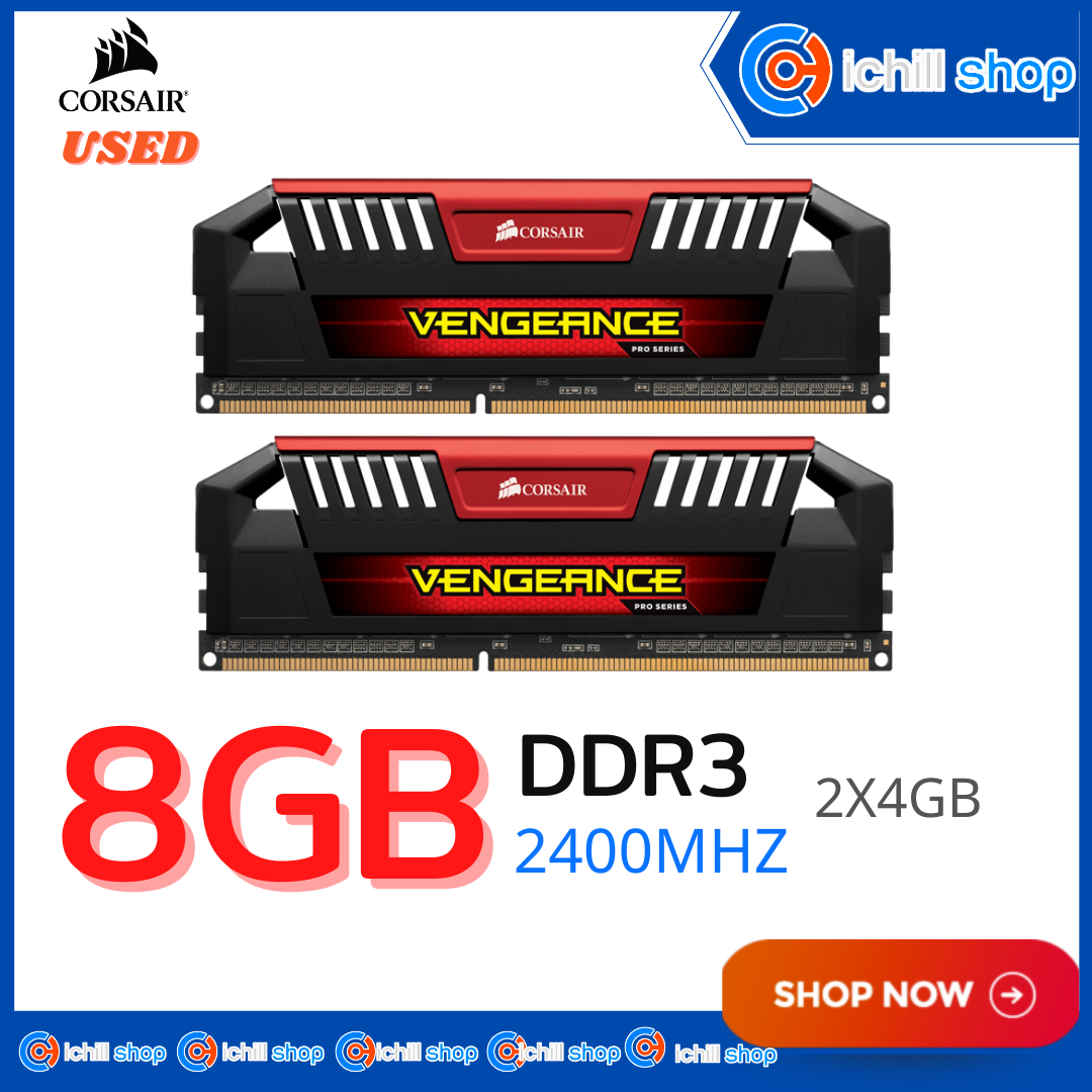 Ram (แรม) Corsair Vengeance DDR3 8GB 2400MHz (4x2) No Box (ประกัน ARC LT) P08416