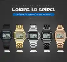 ภาพขนาดย่อของภาพหน้าปกสินค้านาฬิกาแฟชั่น นาฬิกาสายเหล็กรุ้นWE F91 ส่งจากไทย จากร้าน watchshopkay  บน Lazada