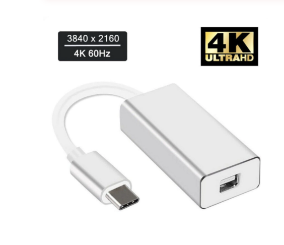 USB-C to Mini DisplayPort Adapter, USB 3.1 Type C (Thunderbolt 3) to Mini DP Adapter 4K Compatible with Macbook Pro, Lenovo T470, to LED Cinema Display /Dell Monitor