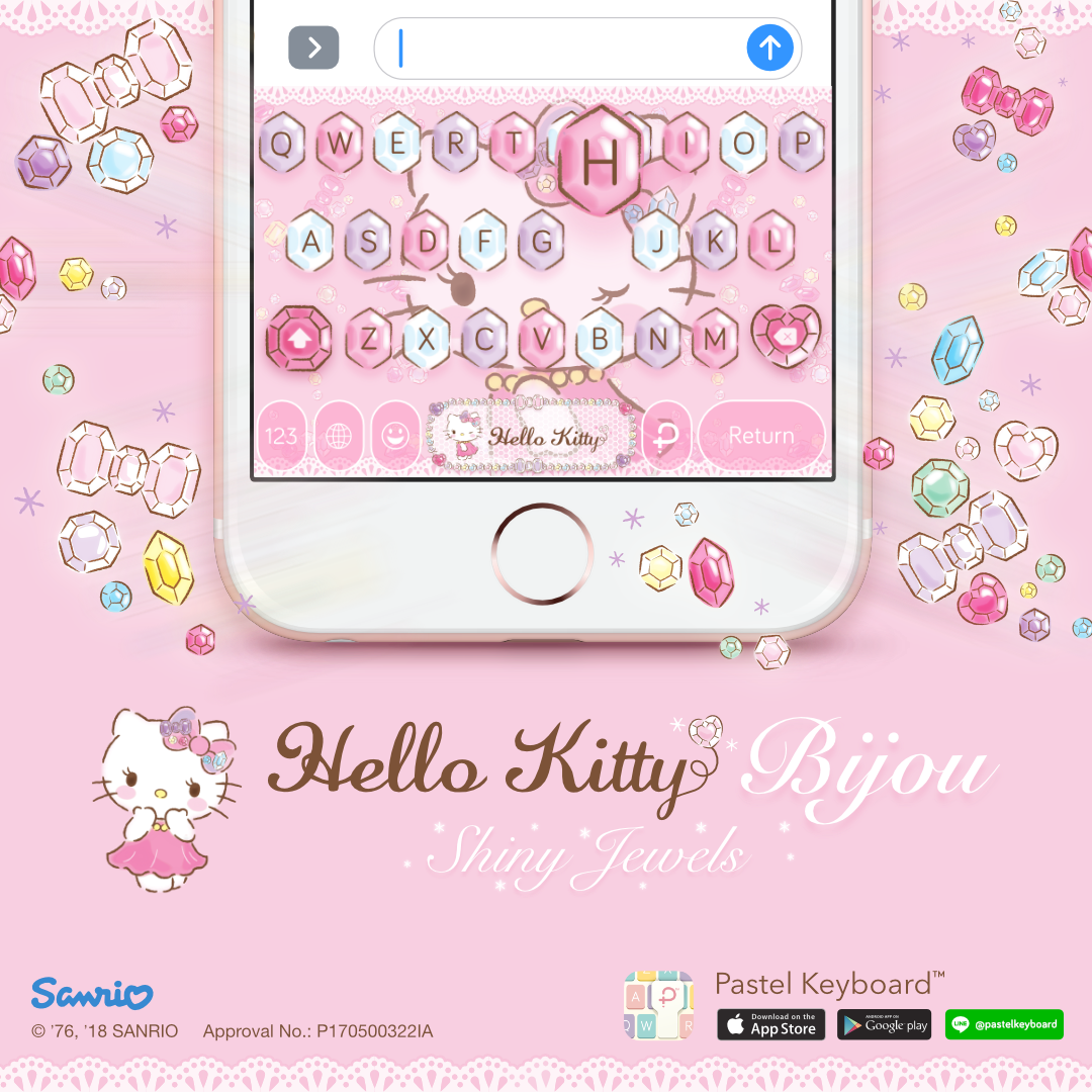 Hello Kitty Bijou Shiny Jewels Keyboard Theme⎮ Sanrio (E-Voucher) for Pastel Keyboard App