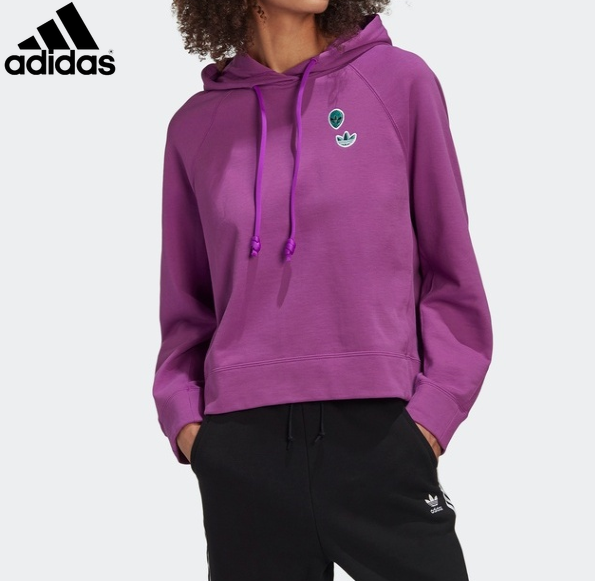 Adidas Clover 2020 ฤดูใบไม้ร่วงผู้หญิงกีฬาถักเสื้อกันหนาว Hooded Pullover FU3768 FU3772