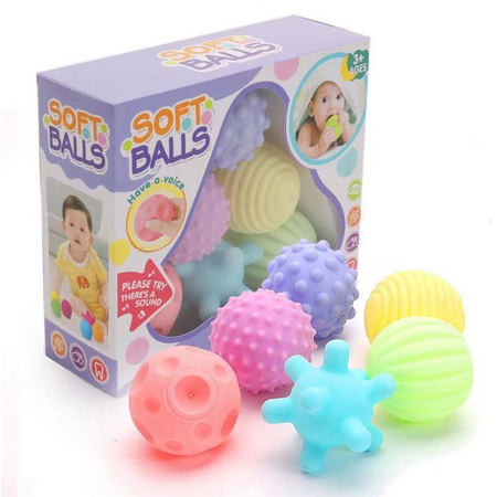 Babyskill ลูกบอลยาง เซ็ทลูกบอล บีบมีเสียง ของเล่น สำหรับเด็กเล็ก ผลิตจากวัตถุดิบที่ปลอดภัยพลาสติก teethable ปลอดสาร BPA ผ่านการรับรองมาตรฐานจาก EU ยางกัด