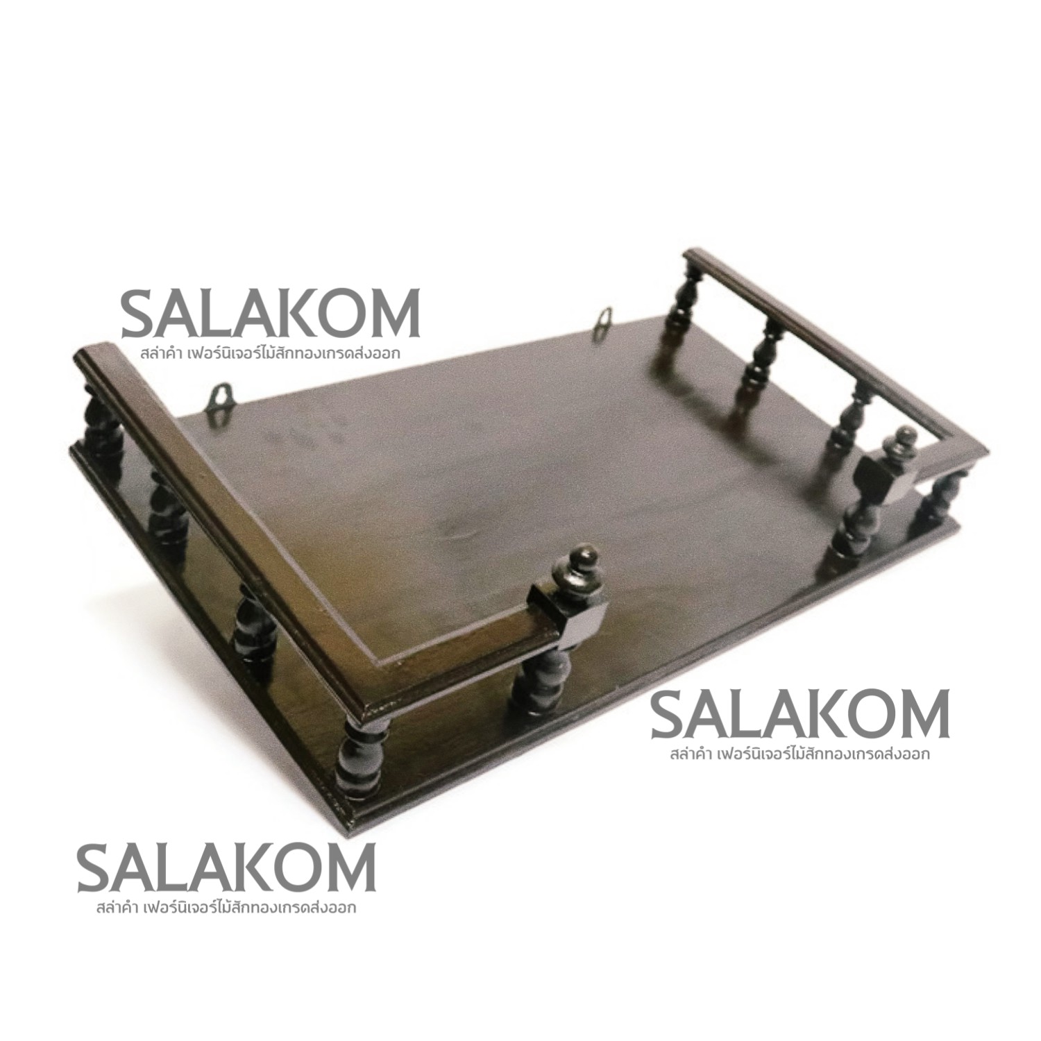 Salakom หิ้งวางพระ ติดผนัง ไม้สักแท้ ขนาด 60*36 เซนต์. สีดำ หน้าเหลี่ยม หิ้งพระไม้สักแขวนผนัง Buddha's shelf