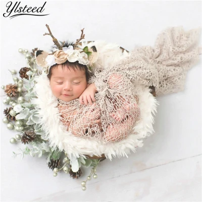 Ylsteed Newborn Props Stretch Baby Photography Wraps Hollow Out Baby Lace Wrap Mesh Wraps Infant Shooting Props Wholesale