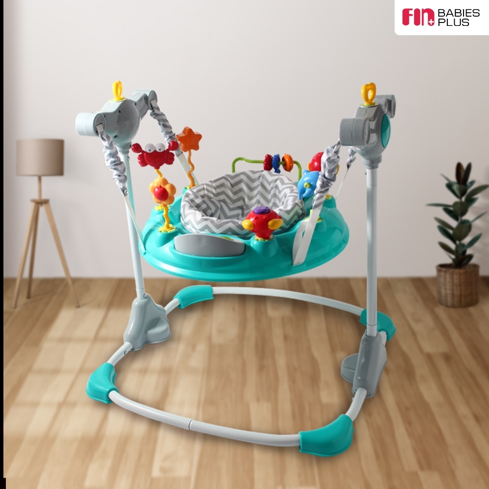 Fin  เก้าอี้กระโดดเสริมทักษะ ฝึกกระโดด เสริมสร้างกล้ามเนื้อ เบาะหมุน 360 องศา รุ่น CAR-BCA01 มีเสียงดนตรี ของเล่น Baby Jumper Chair  สีวัสดุ ฺBLUE-BCA01