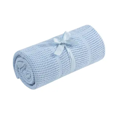 mothercare cot or cot bed cellular cotton blanket- blue X3718