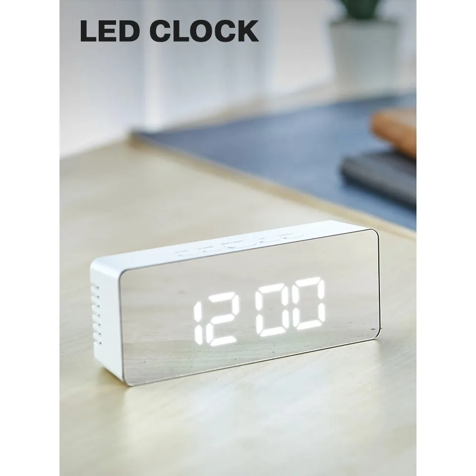 นาฬิกาดิจิตอล นาฬิกาปลุก นาฬิกาตั้งโต๊ะ พร้อมไฟ LED เครื่องวัดอุณหภูมิ LED Clock