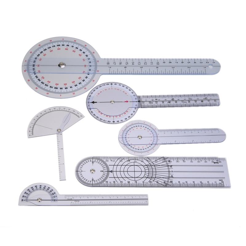 6Pcs Medical Spinal Ruler Spinal Finger Goniometer Protractors Multi-Ruler Angle 180/360 Degree Measuring Tool