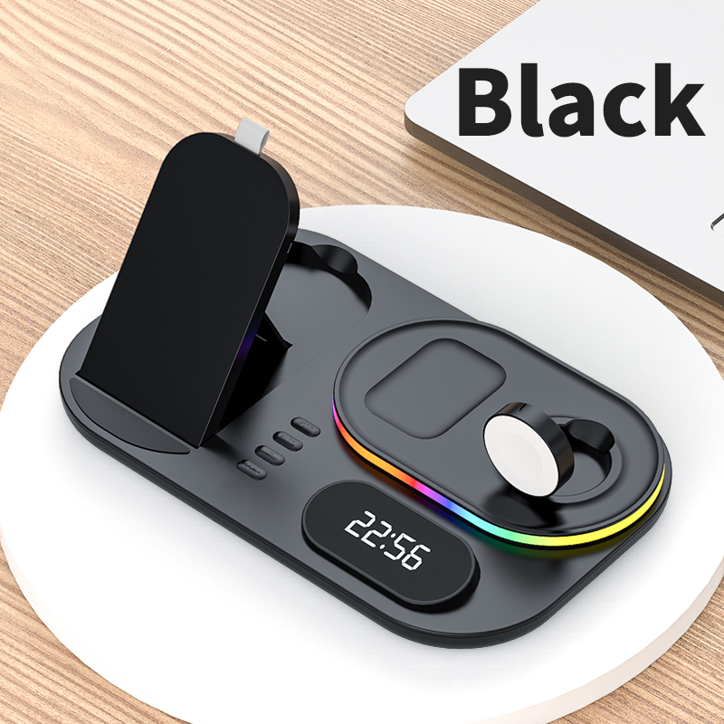 แท่นชาร์จไร้สาย A06 4 In 1 RGB LED Wireless Charging Station QI Fast