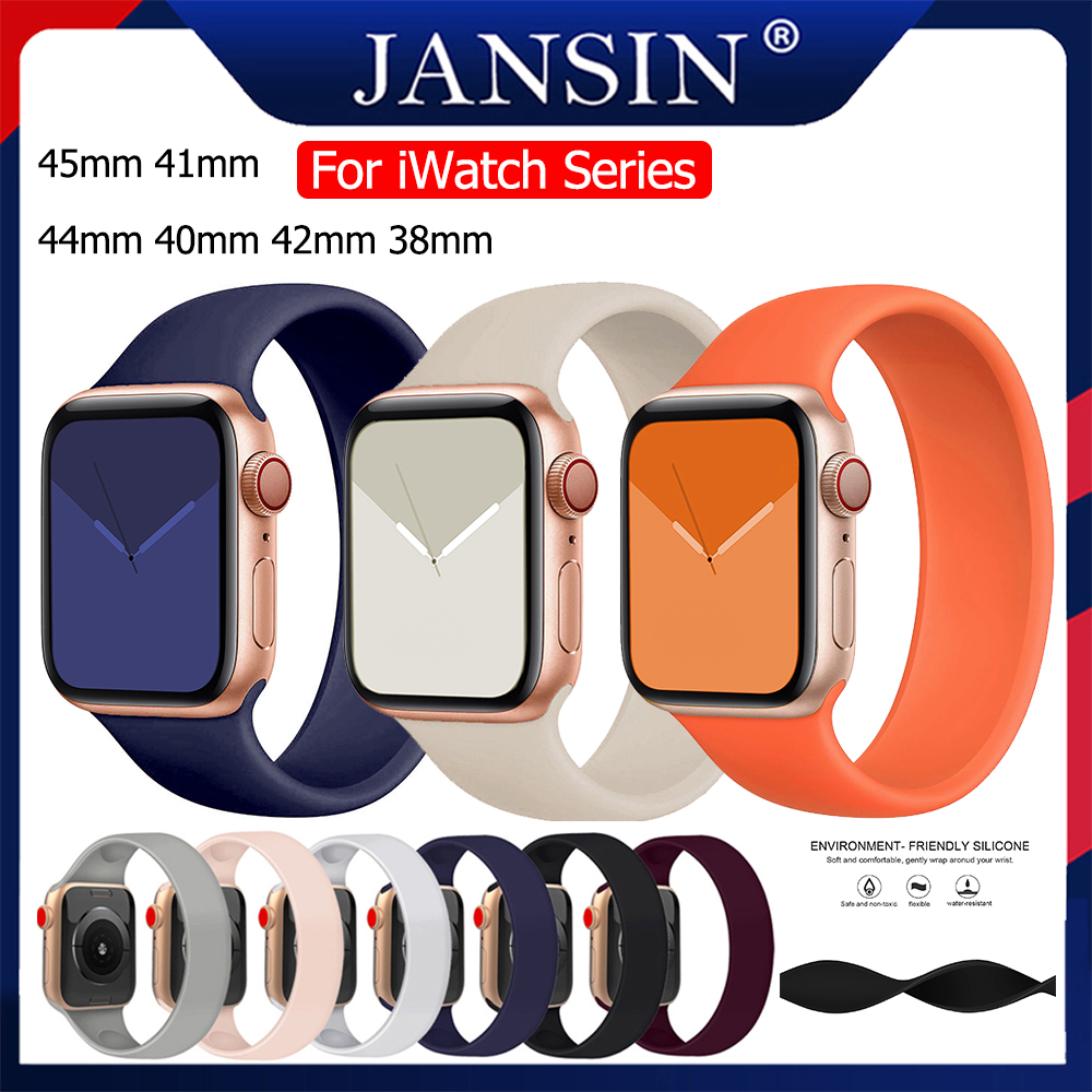 Dây đồng hồ for apple watch 7 band 45mm 41mm bands belt silicone solo loop bracelet watchband for apple watch series 7 6 5 4 3 2 se 41mm 44mm 42mm 40mm 38mm