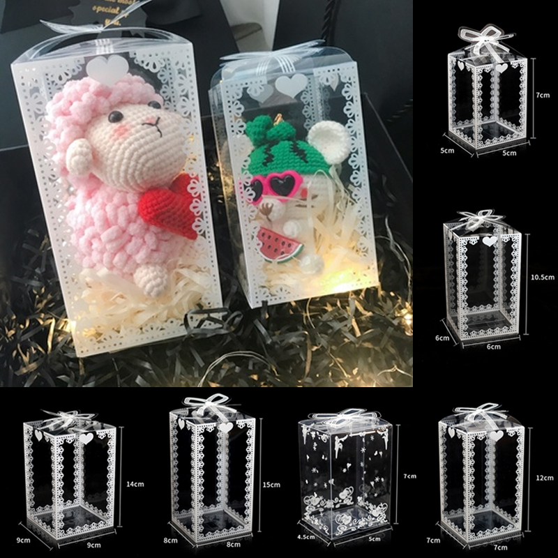 10 Cái Hộp Nhựa PVC Trong Suốt Đám Cưới/Giáng Sinh Màu Xanh Dương, Sự Kiện Đóng Gói Kẹo Sô Cô La