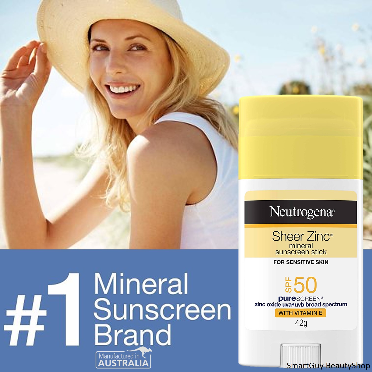 Neotrogena Sheer Zinc Mineral Sunscreen Stick Broad Spectrum SPF50+ ผลิตภัณฑ์ป้องกันแสงแดดสำหรับ