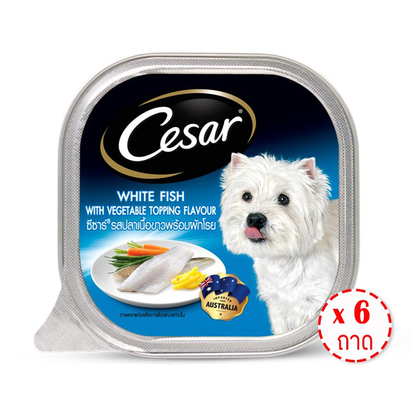 CESAR ซีซาร์ อาหารสุนัขชนิดเปียก รสปลาเนื้อขาวและผัก 100 กรัม (แพ็ค 6 ถาด)